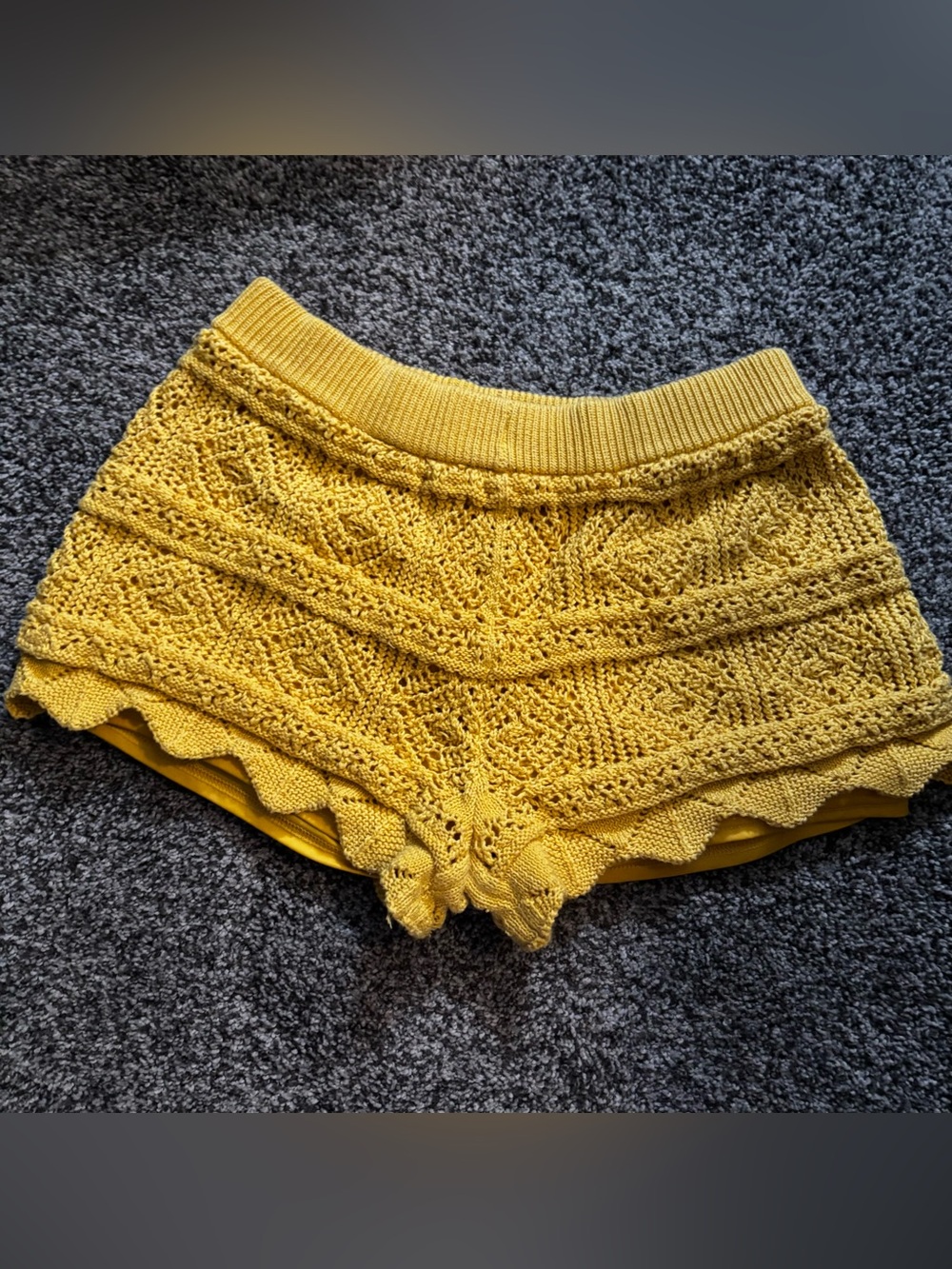 Women's S a new day yellow crochet, pull on shorts